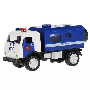 Инерционная металлическая машина Полиция Kamaz Будка 12 см, свет-звук открываются двери