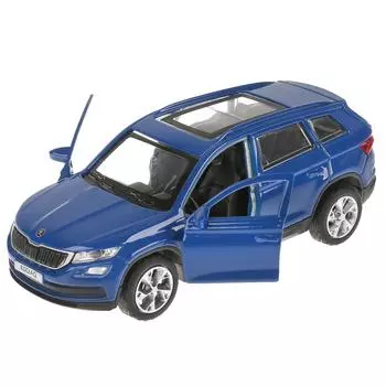 Инерционная металлическая машина - Skoda Kodiaq, 12 см, цвет синий, открываются двери и багажник