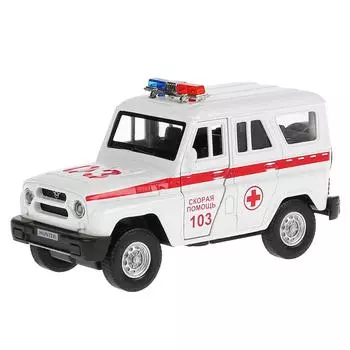 Инерционная металлическая машина - свет-звук Uaz Hunter – Скорая, 12 см, открываются двери
