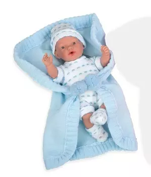 Интерактивная кукла из коллекции Elegance – Пупс с мягким телом, 28 см, в голубой одежде, в конверте, с соской, плачет