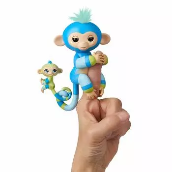 Интерактивная обезьянка Fingerlings – Билли с малышом, 12 см, звук