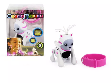 Интерактивный Котёнок Светомузики, со звуком, функцией воспроизведения звука через Bluetooth и ремешком