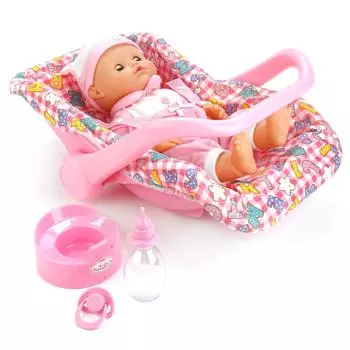 Интерактивный пупс, 40 см, 3 функции, пьет, писает и закрывает глазки, в переноске