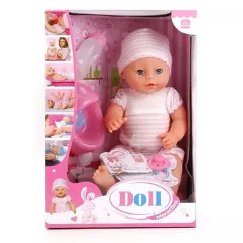 Интерактивный пупс Doll 43 см, пьет и писает, с аксессуарами
