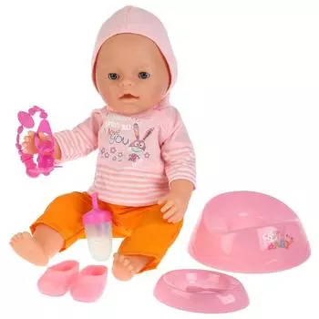 Интерактивный пупс, пьет и писает, закрывает глаза, с аксессуарами, 43 см