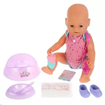 Интерактивный пупс, пьет и писает, закрывает глазки, с аксессуарами, 43 см
