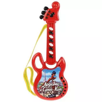 Электрогитара с песнями и фразами героев из мультфильма Леди Баг, 5 звуков музыкальных инструментов