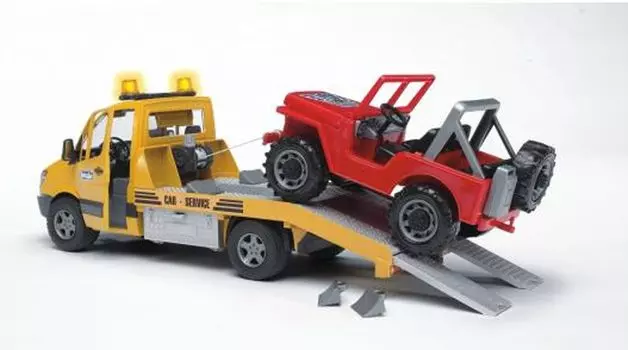 Эвакуатор Bruder Mercedes Benz Sprinter с внедорожником, свет, звук