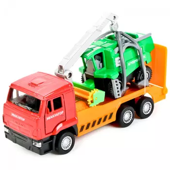 Эвакуатор Камаз 12 см с комбайном 7,5 см, открываются двери, металлический инерционный