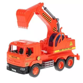 Экскаватор Камаз 25 см, открываются двери, звук и свет )