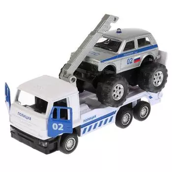 Камаз-эвакуатор, 12 см, инерционный и джип Лада 4х4, 7,5 см