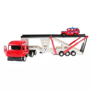 Камаз-автовоз 33 см и машинка 7,5, инерционный механизм, свет и звук