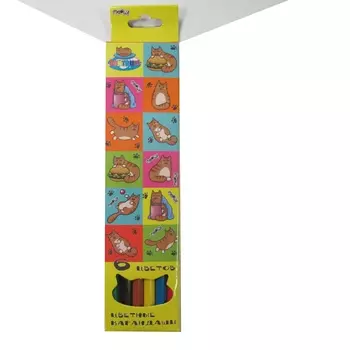 Карандаши цветные 6 цветов Коты