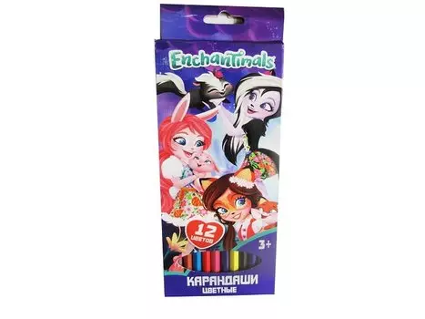 Карандаши цветные пластиковые - Enchantimals, 12 цветов