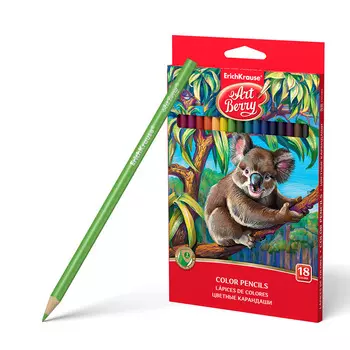 Карандаши цветные трехгранные ArtBerry, 18 цветов