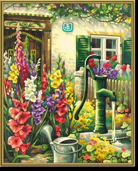 Картина Цветник у дома, 40х50см