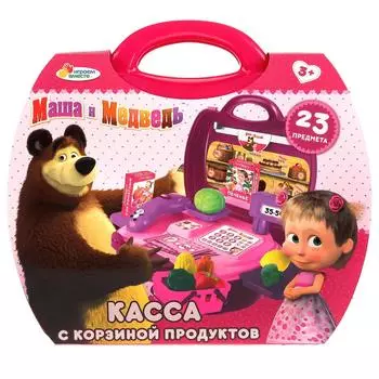 Касса из серии Маша и Медведь с набором продуктов, 23 предмета