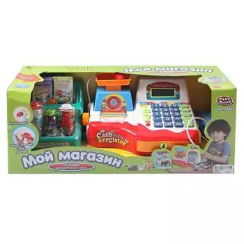 Кассовый аппарат с весами, микрофоном и аксессуарами, свет и звук