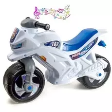 Каталка-мотоцикл беговел Racer RZ 1 ОР501в3 Полиция, с музыкой, бело-синий