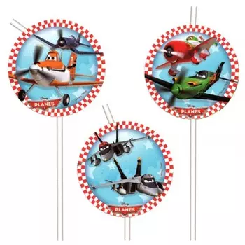 Коктейльные трубочки – Самолеты, 6 штук