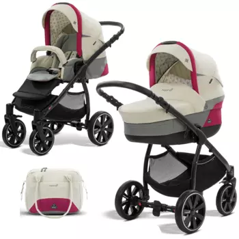 Коляска детская 2 в 1 - Polaris Sport, молочный/розовый