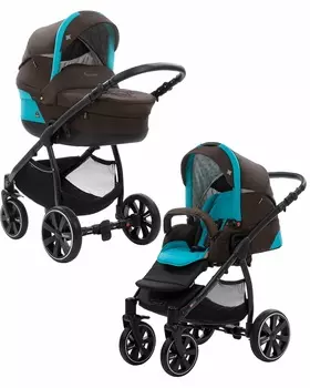 Коляска детская Noordi Polaris 2/1 SP, черно-голубая