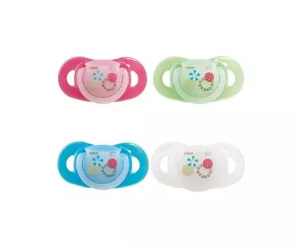 Комплект из 2 латексных пустышек серии Safe Dummiies с кольцом и минимальной толщиной у основания 3 мм, размерТ1, 6-18 мес.