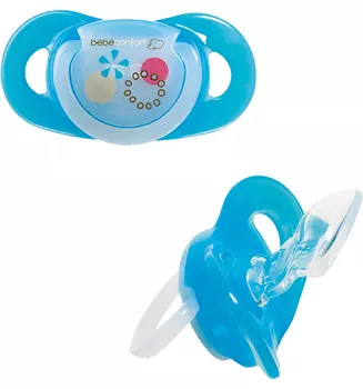 Комплект из 2 силиконовых пустышек серии Safe Dummiies с кольцом и минимальной толщиной у основания 3 мм, размерТ2, 12-36 мес.