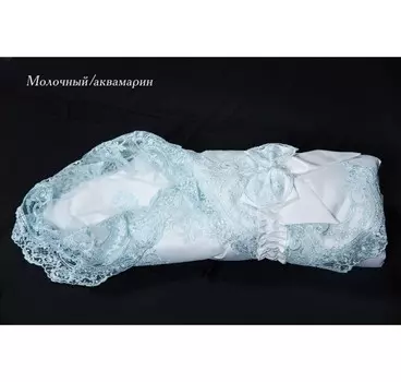 Комплект на выписку – Роскошь, Л 4058, весна, молочный-аквамарин