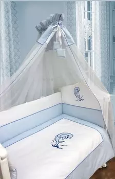 Комплект постельных принадлежностей – Дельфинчик, 7 предметов, цвет - голубой