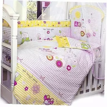 Комплект в кроватку – Cool Car, 7 предметов, розовый