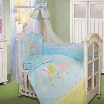 Комплект в кроватку – Little Friend, 7 предметов, голубой