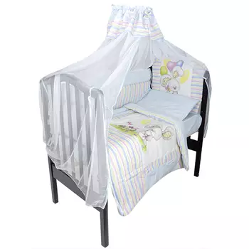 Комплект в кроватку – Радужный, 7 предметов, голубой