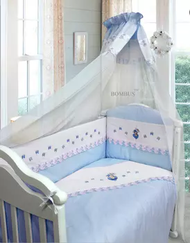 Комплект в кроватку - Ксюша, 7 предметов, голубой