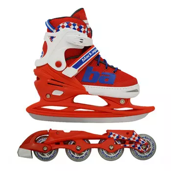 Коньки-ролики BlackAqua AS-409 2в1, цвет красно-синий, размер L 39-42