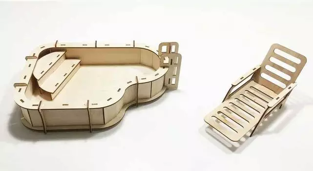 Конструктор – Бассейн с шезлонгом для больших кукол