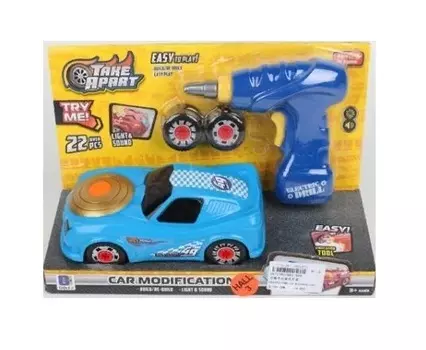 Конструктор Гоночная машина с ключом, свет + звук, с аксессуарами