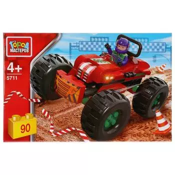 Конструктор из серии Ралли: Джип с большими колесами и фигуркой, 90 деталей