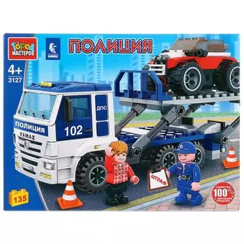 Конструктор Камаз полицейский эвакуатор, 135 деталей )