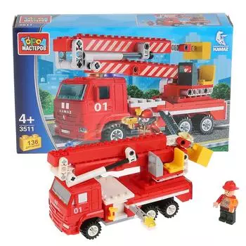Конструктор Камаз - Пожарная машина с люлькой, 136 деталей