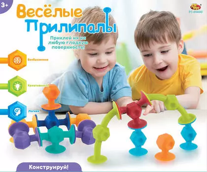 Конструктор мягкий с присосками - Веселые прилипалы, 13 деталей