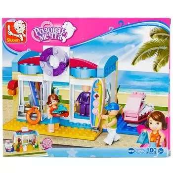 Конструктор пляжный магазин с фигурками, 180 деталей
