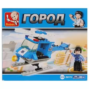 Конструктор - Полицейский вертолет с фигуркой, 85 деталей
