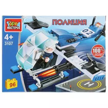 Конструктор - Полицейский вертолет, с фигуркой, 96 деталей