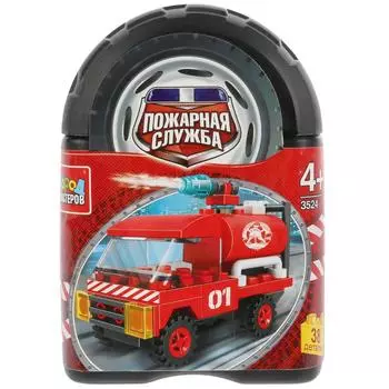 Конструктор - Пожарная машина, 38 деталей в банке