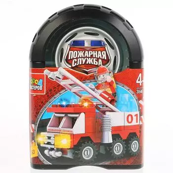 Конструктор - Пожарная машина, 63 детали в банке