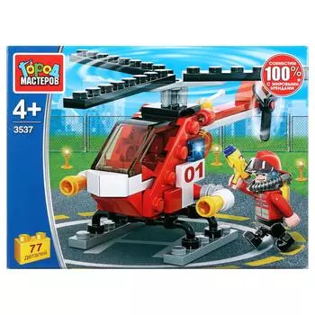 Конструктор Пожарный вертолет, с фигуркой, 77 деталей