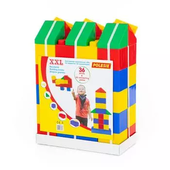 Конструктор строительный XXL, 36 элементов + 30 соединителей