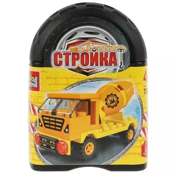 Конструктор Стройка: бетономешалка, 36 деталей в банке