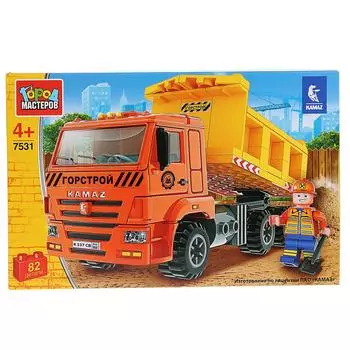 Конструктор Стройка: Камаз самосвал, с фигуркой, 82 деталей